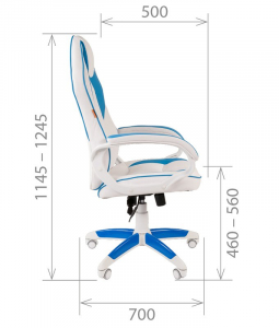 Кресло компьютерное Chairman Game 16 White металл, пластик, экокожа, пенополиуретан белый/голубой Фото 4