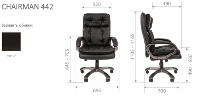 Кресло компьютерное Chairman 442 металл, пластик, экокожа, пенополиуретан черный Фото 3
