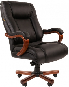 Кресло компьютерное Chairman 503 металл, дерево, кожа, экокожа, пенополиуретан черный Фото 1