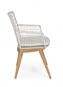 Кресло плетеное с подушкой Garden Relax Mauren тик, искусственный ротанг, sunbrella белый Фото 4