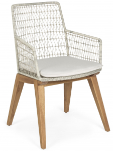 Кресло плетеное с подушкой Garden Relax Mauren тик, искусственный ротанг, sunbrella белый Фото 1
