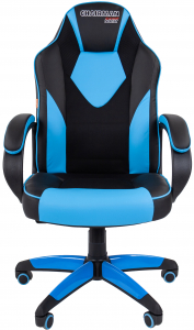 Кресло компьютерное Chairman Game 17 металл, пластик, экокожа, ткань, пенополиуретан черный/голубой Фото 2