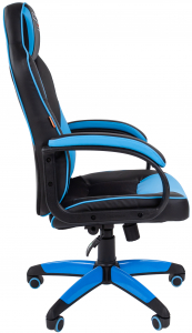 Кресло компьютерное Chairman Game 17 металл, пластик, экокожа, ткань, пенополиуретан черный/голубой Фото 4