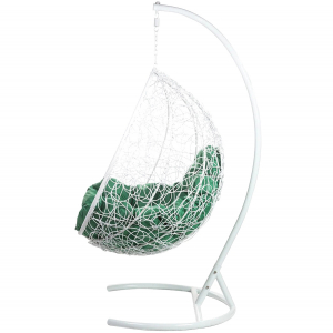 Кресло подвесное плетеное Bigarden Tropica сталь, искусственный ротанг, ткань оксфорд белый Фото 3