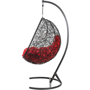 Кресло подвесное плетеное Bigarden Kokos сталь, искусственный ротанг, ткань оксфорд черный Фото 5