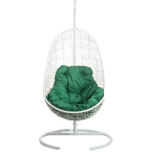 Кресло подвесное плетеное Bigarden Easy сталь, искусственный ротанг, ткань оксфорд белый Фото 2