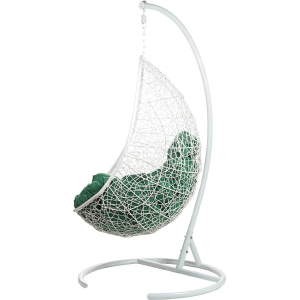 Кресло подвесное плетеное Bigarden Easy сталь, искусственный ротанг, ткань оксфорд белый Фото 3