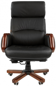 Кресло компьютерное Chairman 417 металл, дерево, кожа, пенополиуретан черный Фото 2