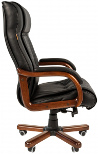 Кресло компьютерное Chairman 653 металл, дерево, кожа, пенополиуретан черный Фото 4