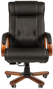 Кресло компьютерное Chairman 653 металл, дерево, кожа, пенополиуретан черный Фото 2