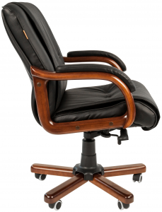 Кресло компьютерное Chairman 653 М металл, дерево, кожа, пенополиуретан черный Фото 4