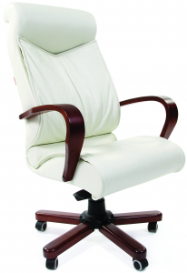 Кресло компьютерное Chairman 420 WD металл, дерево, кожа, пенополиуретан белый Фото 1