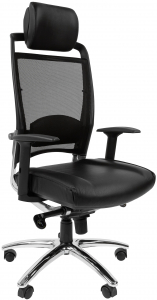 Кресло компьютерное Chairman Ergo 281 металл, пластик, кожа, сетка, пенополиуретан черный Фото 1