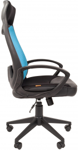 Кресло компьютерное Chairman 840 Black металл, пластик, ткань, сетка, пенополиуретан черный/голубой Фото 4
