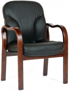Кресло офисное для посетителей Chairman 658 дерево, кожа, пенополиуретан черный Фото 1