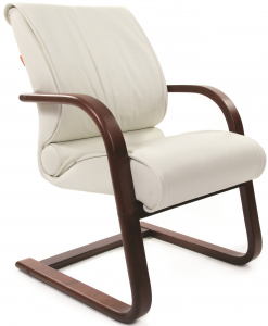 Кресло офисное для посетителей Chairman 445 WD дерево, кожа, пенополиуретан белый Фото 1