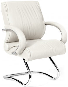 Кресло офисное для посетителей Chairman 445 металл, кожа, пенополиуретан белый Фото 1