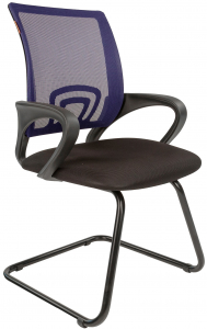 Кресло офисное для посетителей Chairman 696 V металл, пластик, ткань, сетка, пенополиуретан черный, синий Фото 1