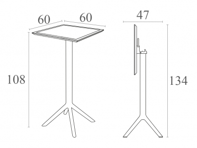 Стол пластиковый барный складной Siesta Contract Sky Folding Bar Table 60 сталь, пластик белый Фото 3