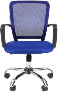 Кресло компьютерное Chairman 698 Chrome металл, пластик, ткань, сетка, пенополиуретан хромированный, синий Фото 2