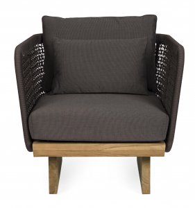 Кресло плетеное с подушками Garden Relax Xylia тик, роуп, sunbrella натуральный, серый Фото 2