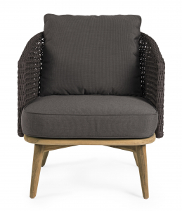 Кресло плетеное с подушками Garden Relax Ninfa тик, роуп, sunbrella натуральный, серый Фото 2