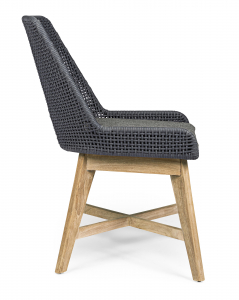 Стул плетеный с подушкой Garden Relax Hesperia тик, искусственный ротанг, олефин натуральный, серый Фото 3