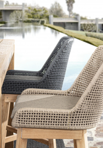 Стул плетеный барный с подушкой Garden Relax Hesperia тик, роуп, олефин натуральный, серый Фото 8