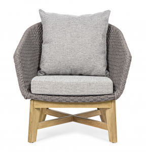 Кресло плетеное с подушками Garden Relax Coachella тик, роуп, олефин натуральный, серый Фото 2