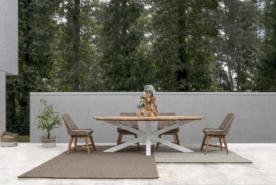 Стол деревянный обеденный Garden Relax Palmdale алюминий, тик белый, натуральный Фото 7