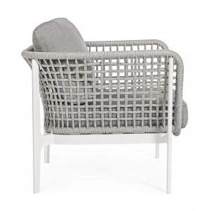 Кресло плетеное с подушками Garden Relax Isidora алюминий, роуп, акрил белый, серый Фото 3