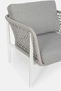 Кресло плетеное с подушками Garden Relax Isidora алюминий, роуп, акрил белый, серый Фото 5