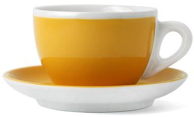 Кофейная пара для латте Ancap Verona Millecolori фарфор желтый, деколь чашка, ручка, блюдце Фото 1