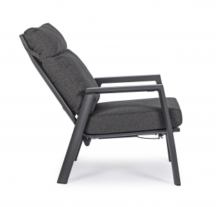 Кресло металлическое с подушками Garden Relax Kledi алюминий, текстилен, олефин антрацит, темно-серый Фото 3