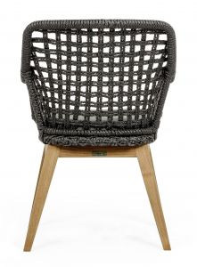 Кресло плетеное с подушкой Garden Relax Madison тик, алюминий, роуп, олефин натуральный, черный, серый Фото 4