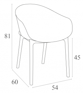 Кресло пластиковое Siesta Contract Sky стеклопластик, полипропилен темно-серый Фото 2