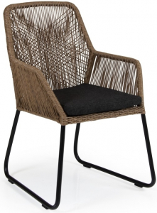 Кресло плетеное с подушкой BraFab Midway алюминий, искусственный ротанг, олефин коричневый, антрацит Фото 1