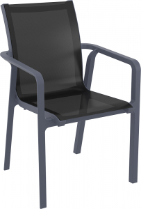 Кресло пластиковое Siesta Contract Pacific стеклопластик, текстилен темно-серый, черный Фото 1