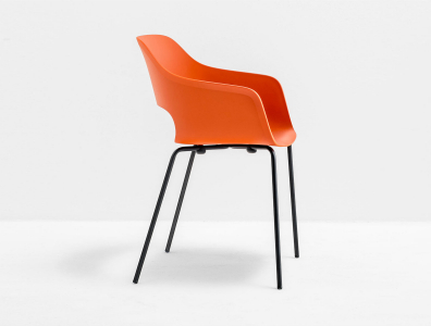 Кресло пластиковое PEDRALI Babila сталь, стеклопластик черный, оранжевый Фото 5
