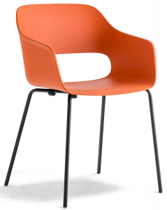 Кресло пластиковое PEDRALI Babila сталь, стеклопластик черный, оранжевый Фото 1