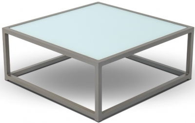 Стол стеклянный журнальный 4SIS Касабланка алюминий, закаленное стекло серый Фото 1