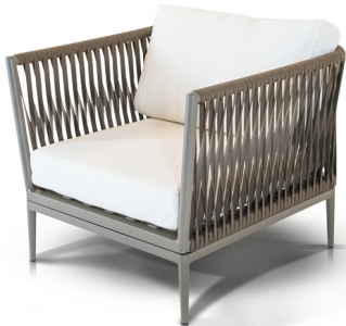 Кресло металлическое мягкое 4SIS Касабланка алюминий, ткань серо-коричневый Фото 1