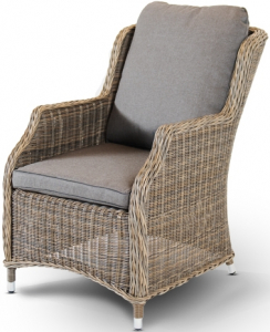 Кресло плетеное 4SIS Неаполь алюминий, искусственный ротанг, ткань серо-соломенный Фото 1