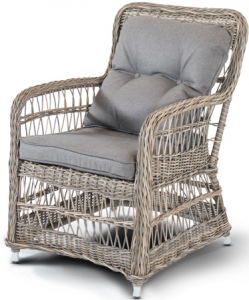 Кресло плетеное 4SIS Цесена алюминий, искусственный ротанг, ткань серо-соломенный Фото 1