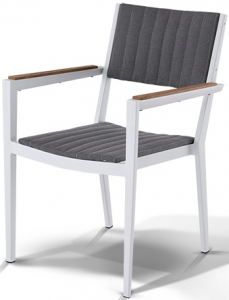 Кресло металлическое мягкое 4SIS Монтелло алюминий, тик, ткань белый Фото 1