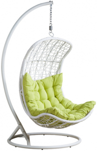 Кресло плетеное подвесное 4SIS Виши алюминий, искусственный ротанг, ткань белый Фото 1