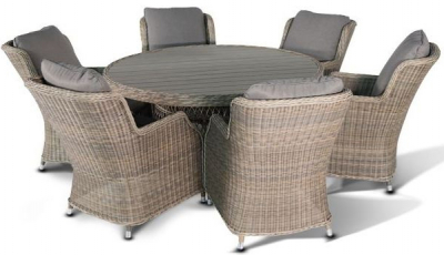 Комплект плетеной мебели 4SIS Неаполь алюминий, ДПК, искусственный ротанг, ткань серо-соломенный Фото 1