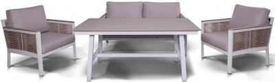 Комплект обеденной мебели 4SIS Сан Ремо алюминий, искусственный ротанг, ткань белый Фото 1