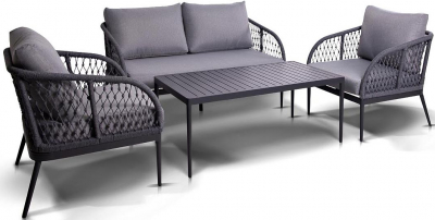 Комплект плетеной мебели 4SIS Канны алюминий, искусственный ротанг, ткань серый Фото 1