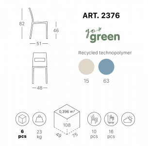 Стул пластиковый Scab Design Sai Go Green технополимер тортора Фото 2